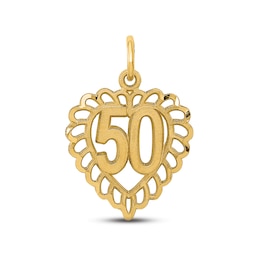 50 Heart Charm 14K Yellow Gold