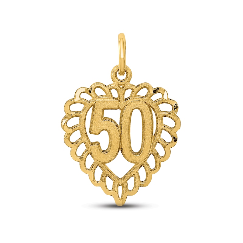 Main Image 1 of 50 Heart Charm 14K Yellow Gold