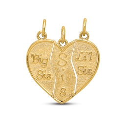 Three-Piece &quot;Sis&quot; Heart Charm Set 14K Yellow Gold