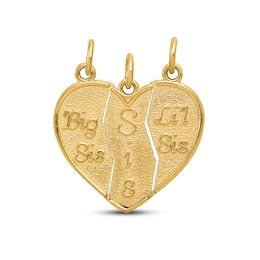 Three-Piece "Sis" Heart Charm Set 14K Yellow Gold