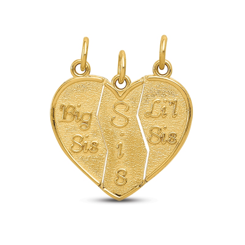 Three-Piece "Sis" Heart Charm Set 14K Yellow Gold