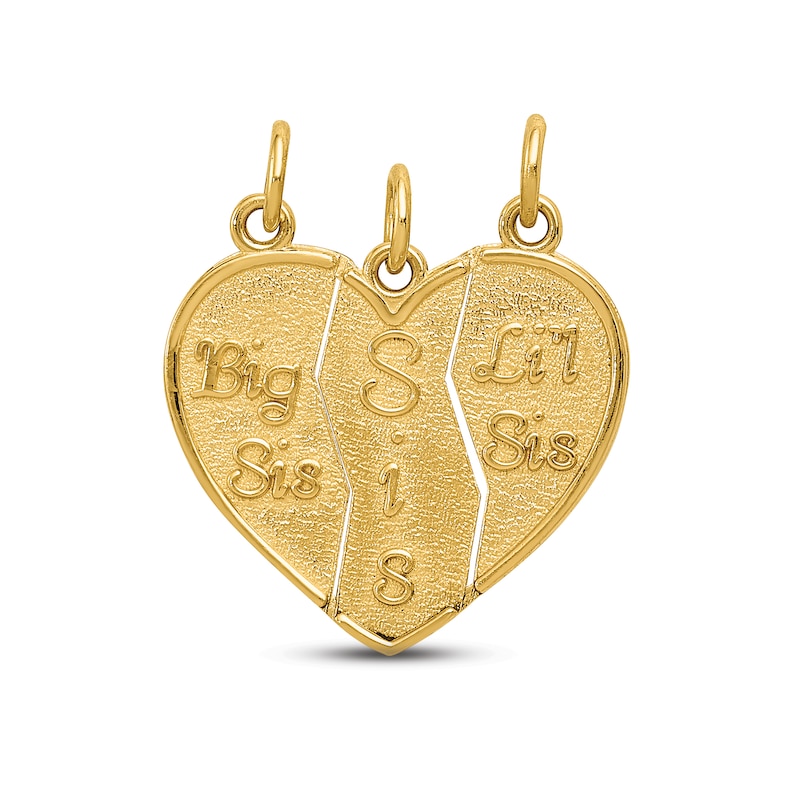 Main Image 1 of Three-Piece &quot;Sis&quot; Heart Charm Set 14K Yellow Gold