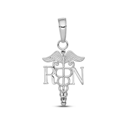 "RN" Caduceus Charm 14K White Gold