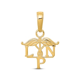 "LPN" Caduceus Charm 14K Yellow Gold