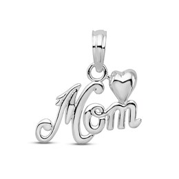 "Mom" Heart Charm Sterling Silver