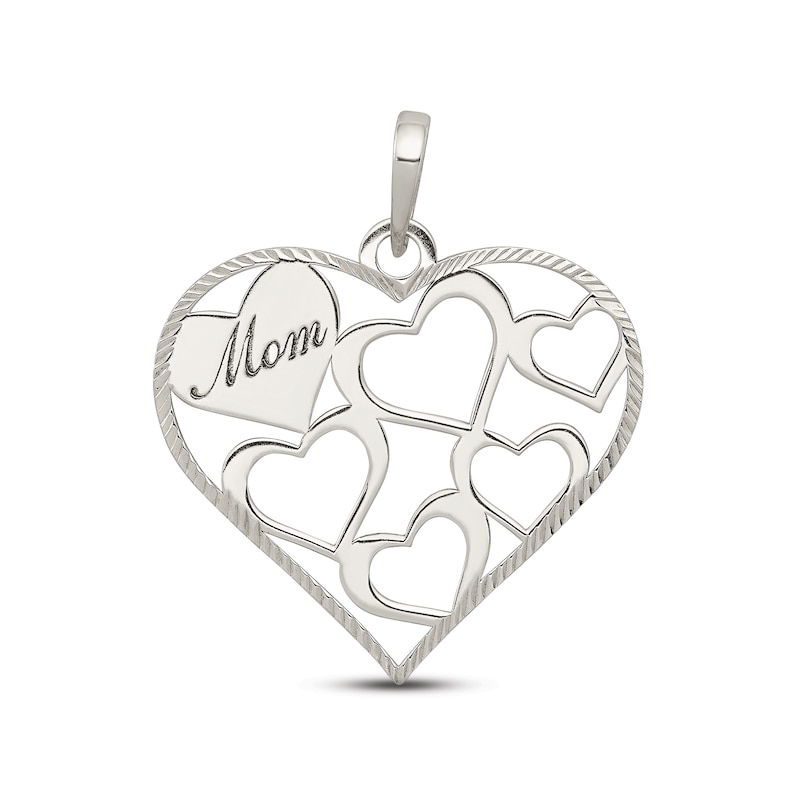 Main Image 1 of &quot;Mom&quot; Hearts Charm Sterling Silver