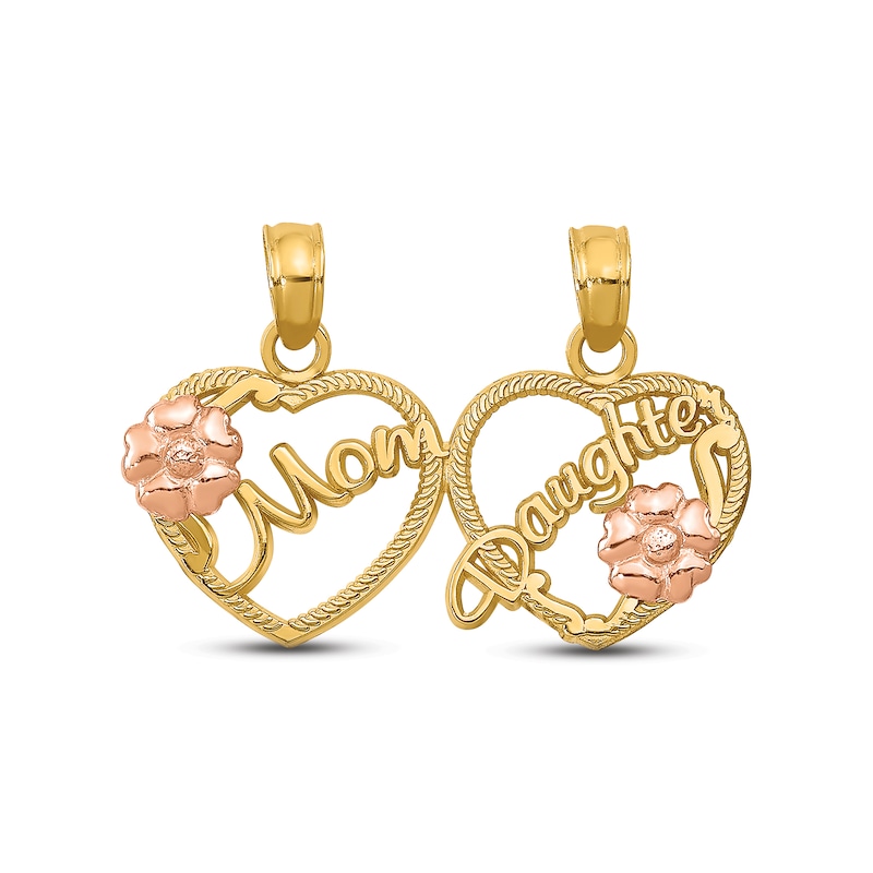 Mom & Daughter Hearts Charm Set 14K Two-Tone Gold