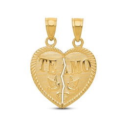 Double Heart Charm 14K Yellow Gold