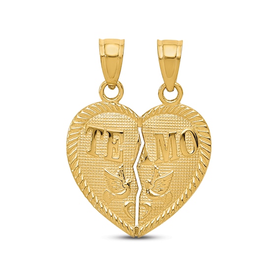 "Te Amo" Heart Charm Set 14K Yellow Gold
