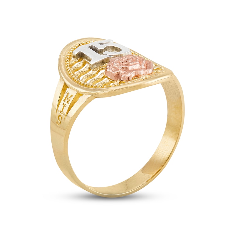 Quinceañera Oval Rose Ring 14K Two-Tone Gold