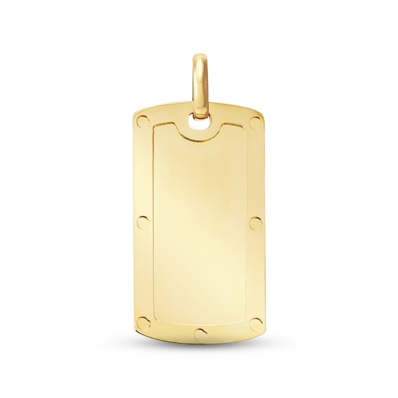 Men's High Polish Dog Tag Charm 10K Yellow Gold