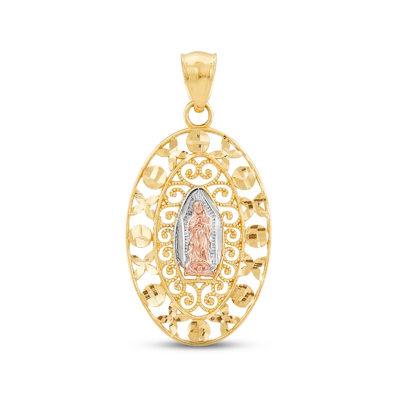 Diamond-cut Our Lady of Guadalupe Charm 14K Two-Tone Gold