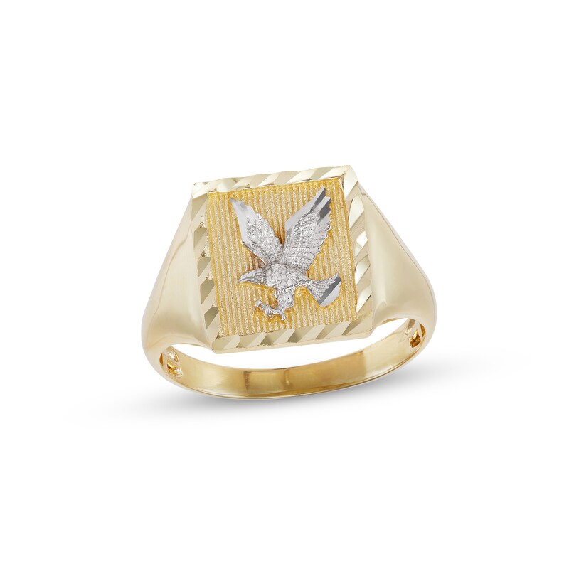 Men's Diamond-cut Eagle Ring 10K Yellow Gold