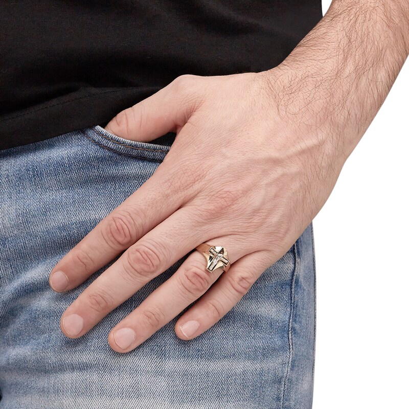 Men's Crucifix Ring 10K Yellow Gold