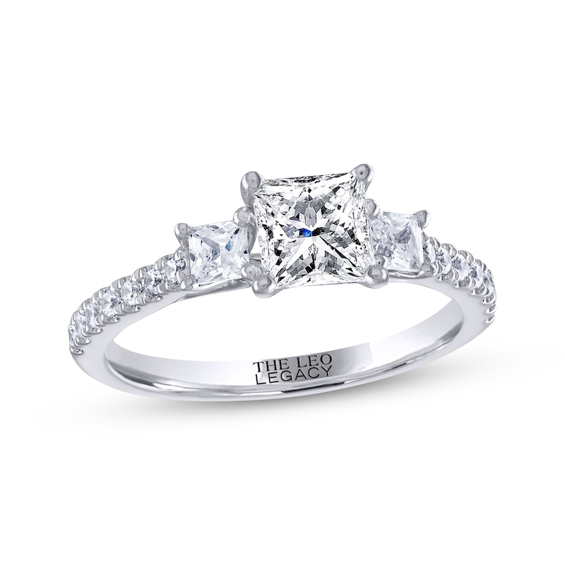 THE LEO Legacy Lab-Created Diamond Princess-Cut Three-Stone Engagement Ring 1-1/2 ct tw 14K White Gold