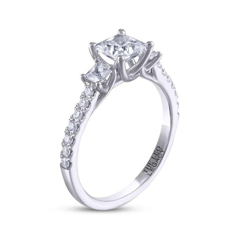 THE LEO Legacy Lab-Created Diamond Princess-Cut Three-Stone Engagement Ring 1-1/2 ct tw 14K White Gold