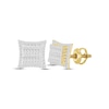 Thumbnail Image 1 of Men's Baguette & Round-Cut Multi-Diamond Greek Key Accent Stud Earrings 1/2 ct tw 10K Yellow Gold