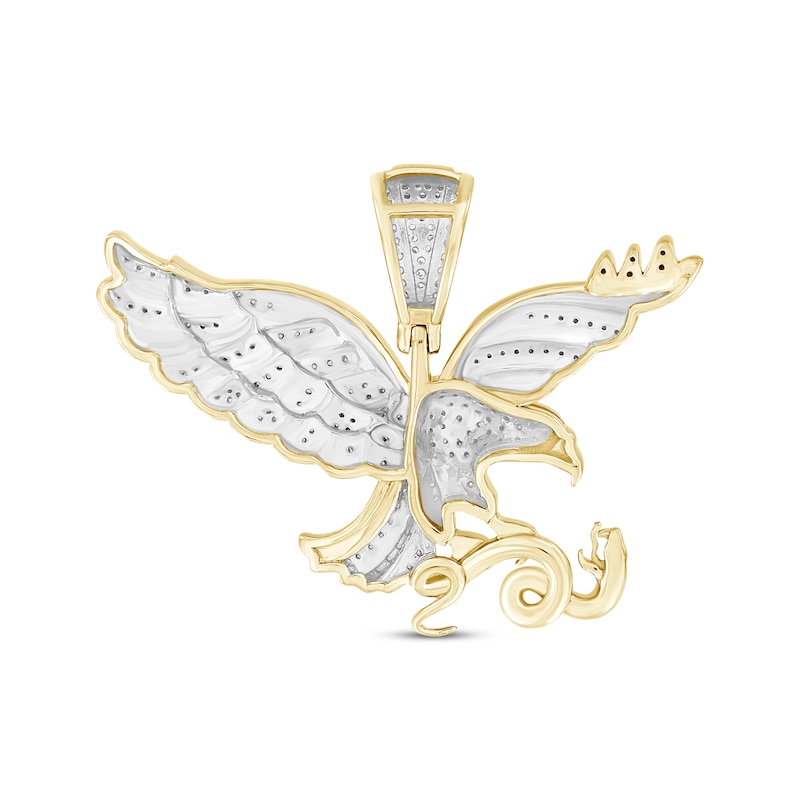 Main Image 4 of Men's Diamond & Lab-Created Ruby Eagle Charm 1/2 ct tw 10K Yellow Gold