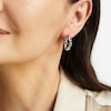 Thumbnail Image 2 of Black & White Diamond Twist Hoop Earrings 1/4 ct tw Sterling Silver