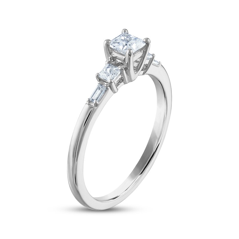 Princess-Cut Diamond Three-Stone Engagement Ring 1/2 ct tw 14K White Gold