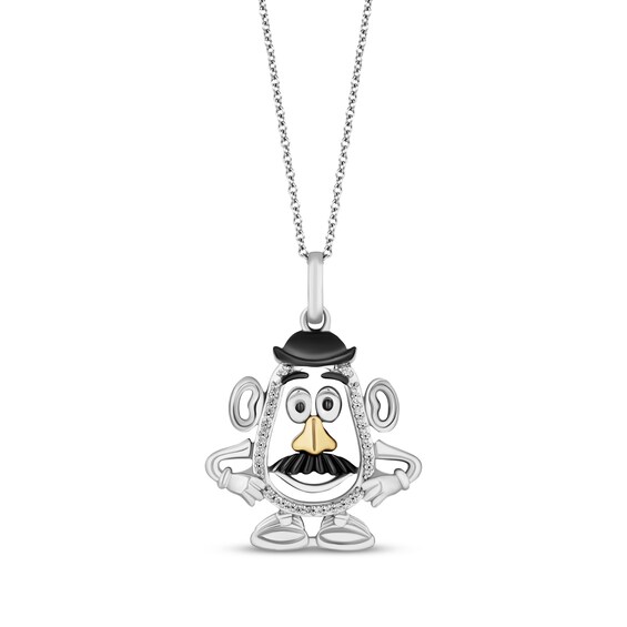 Disney Treasures Toy Story "Mr. Potato Head" Diamond Necklace 1/20 ct tw Sterling Silver & 10K Yellow Gold 19"