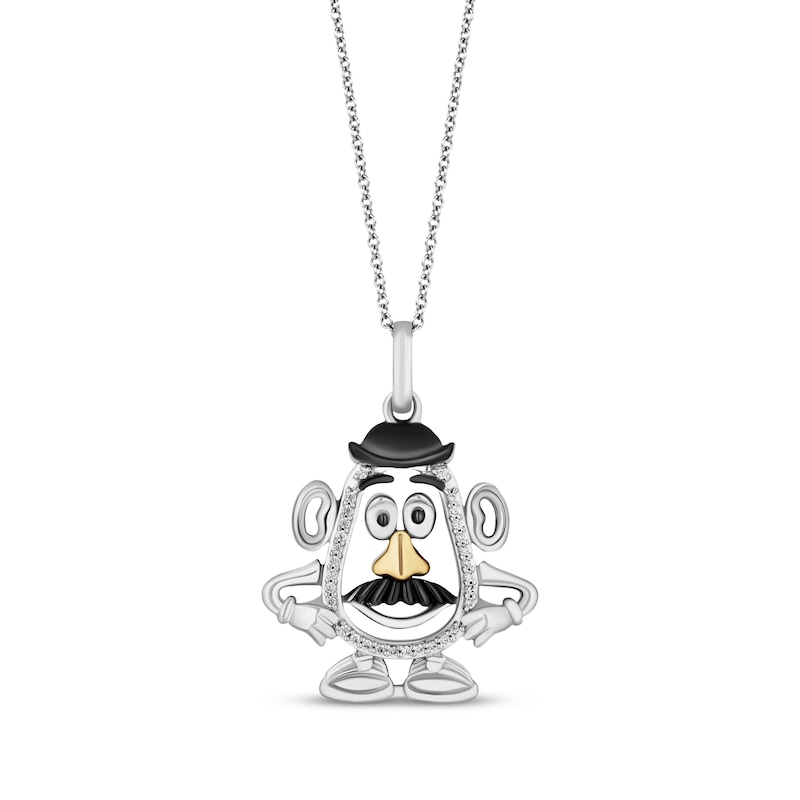 Disney Treasures Toy Story "Mr. Potato Head" Diamond Necklace 1/20 ct tw Sterling Silver & 10K Yellow Gold 19"
