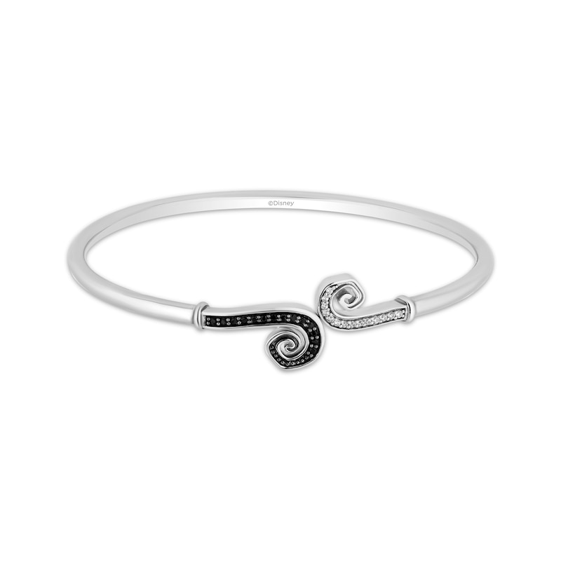 Disney Treasures The Nightmare Before Christmas Black & White Diamond Bangle Bracelet 1/5 ct tw Sterling Silver