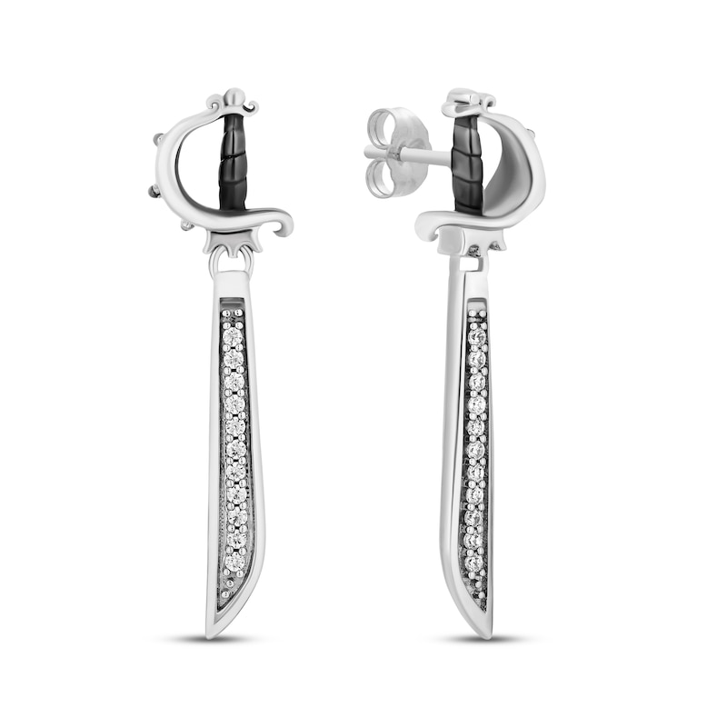 Disney Treasures Pirates of the Caribbean Round-Cut Diamond Sword Earrings 1/6 ct tw Sterling Silver