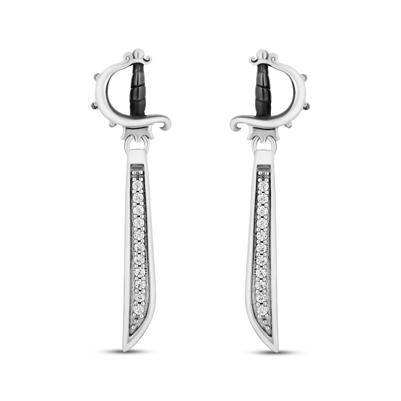 Disney Treasures Pirates of the Caribbean Round-Cut Diamond Sword Earrings 1/6 ct tw Sterling Silver
