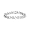 Round-Cut Diamond Heart Link Bracelet 1/2 ct tw Sterling Silver 7”