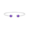 Thumbnail Image 1 of Oval-Cut Amethyst & Round-Cut White Lab-Created Sapphire Cuff Bangle Bracelet Sterling Silver