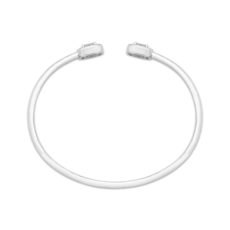 Main Image 3 of Oval & Round-Cut White Lab-Created Sapphire Cuff Bangle Bracelet Sterling Silver