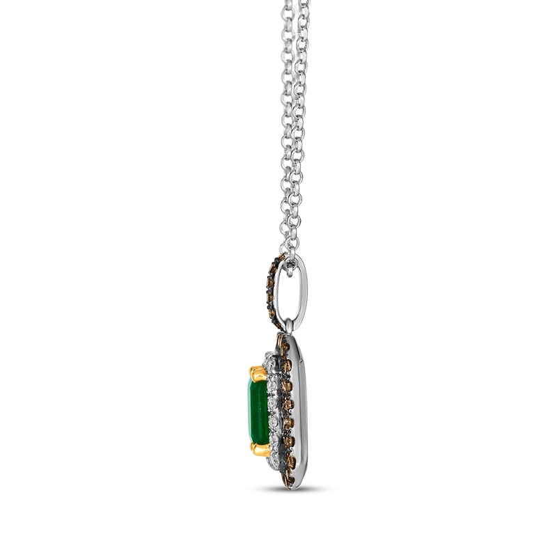 Main Image 2 of Le Vian Emerald-Cut Emerald Necklace 7/8 ct tw Diamonds 14K Two-Tone Gold 19”