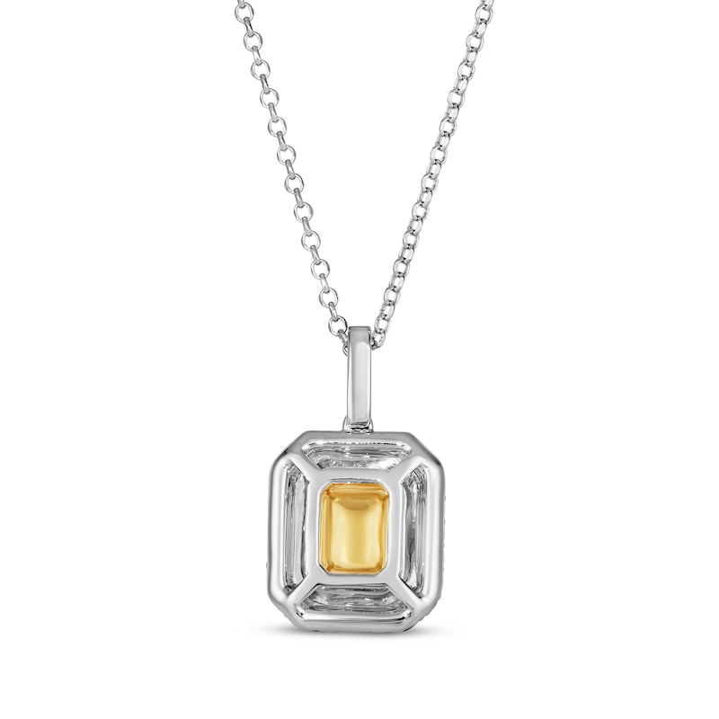 Main Image 3 of Le Vian Emerald-Cut Emerald Necklace 7/8 ct tw Diamonds 14K Two-Tone Gold 19”