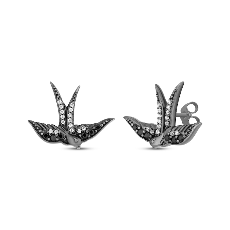 Disney Treasures Pirates of the Caribbean Black & White Diamond Sparrow Earrings 1/6 ct tw Sterling Silver