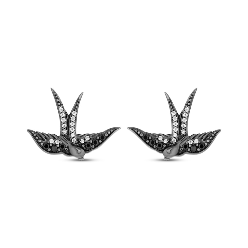 Disney Treasures Pirates of the Caribbean Black & White Diamond Sparrow Earrings 1/6 ct tw Sterling Silver