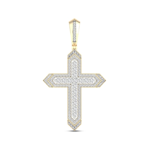 Men's Diamond Pointed Cross Charm 2 ct tw 10K Yellow Gold