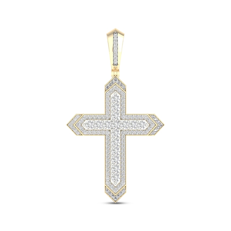 Main Image 1 of Men's Diamond Pointed Cross Charm 2 ct tw 10K Yellow Gold