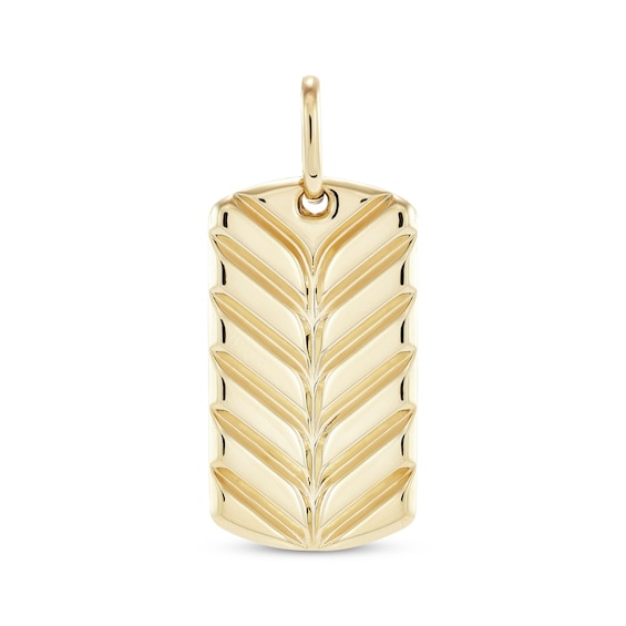 Men's Polished Chevron Dog Tag Charm 10K Yellow Gold