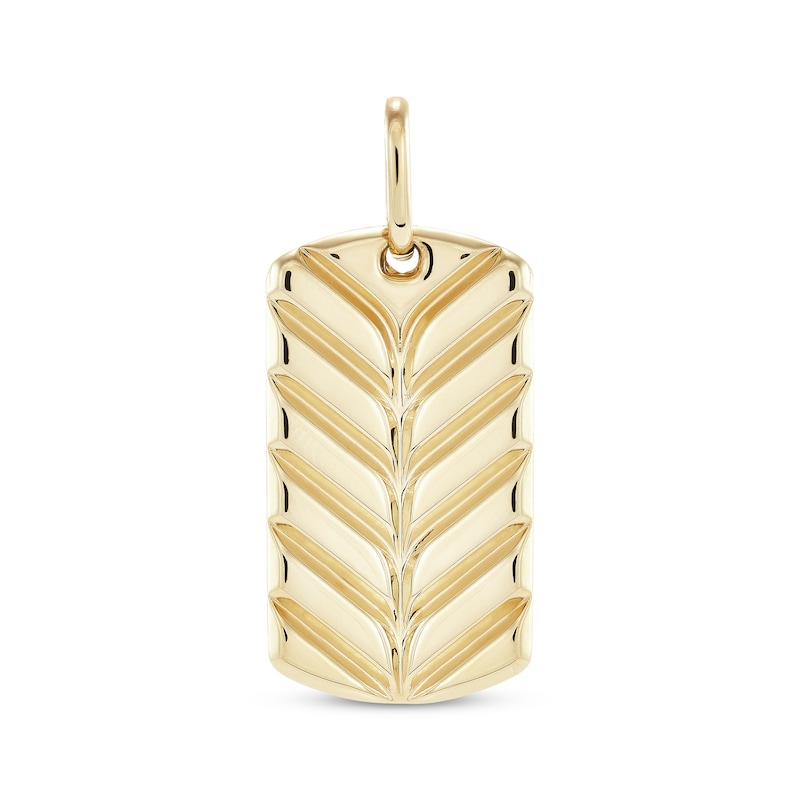 Main Image 1 of Men's Polished Chevron Dog Tag Charm 10K Yellow Gold