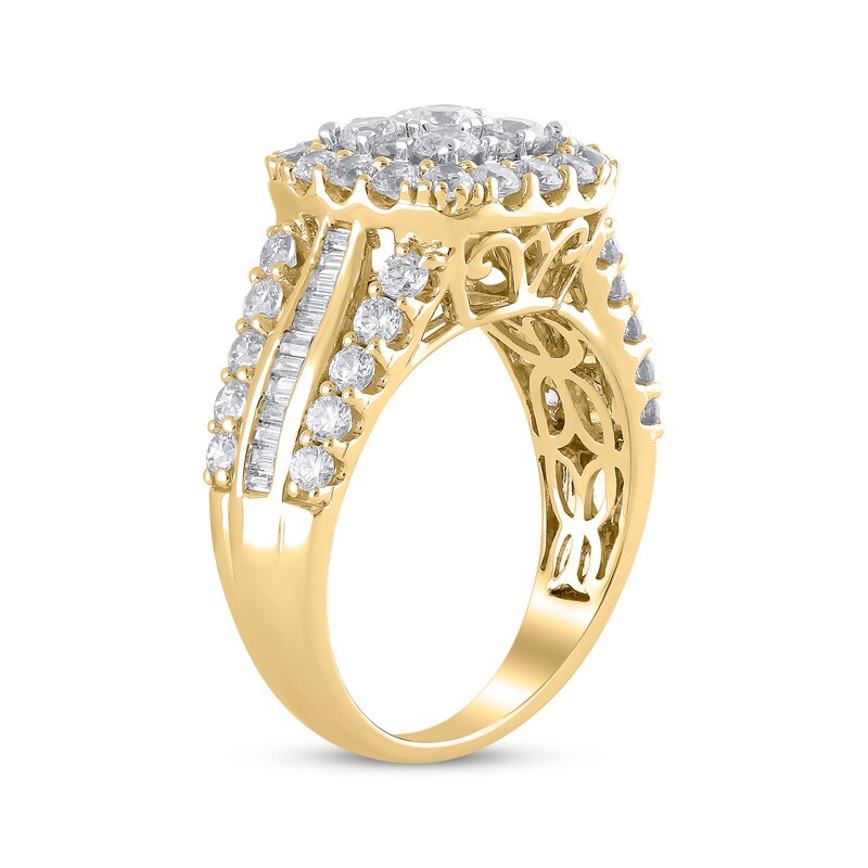 Main Image 2 of Multi-Diamond Center Cushion Frame Engagement Ring 2 ct tw 14K Yellow Gold