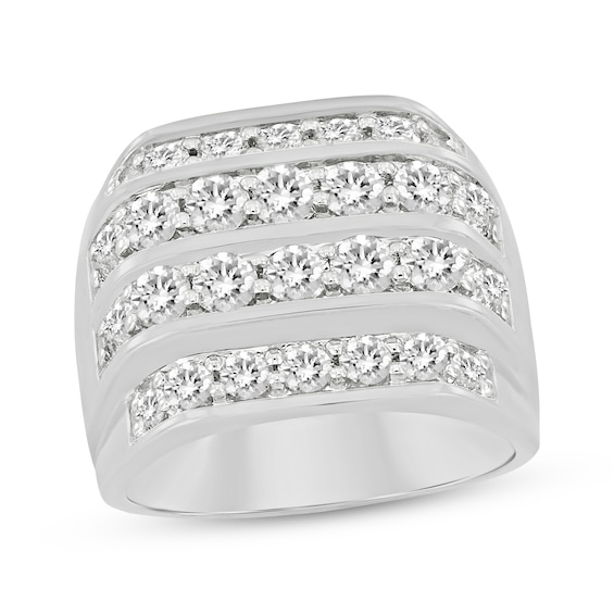 Men's Diamond Four-Row Angled Ring 3 ct tw 10K White Gold