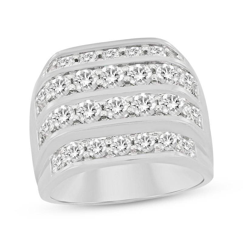 Main Image 1 of Men's Diamond Four-Row Angled Ring 3 ct tw 10K White Gold