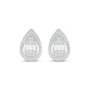 Thumbnail Image 2 of Baguette & Round-Cut Diamond Teardrop Stud Earrings 1/4 ct tw Sterling Silver