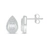 Thumbnail Image 3 of Baguette & Round-Cut Diamond Teardrop Stud Earrings 1/4 ct tw Sterling Silver
