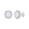 Thumbnail Image 1 of Cushion-Cut Lab-Created Opal & White Lab-Created Sapphire Arabesque Earrings Sterling Silver