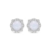 Thumbnail Image 2 of Cushion-Cut Lab-Created Opal & White Lab-Created Sapphire Arabesque Earrings Sterling Silver