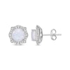 Thumbnail Image 3 of Cushion-Cut Lab-Created Opal & White Lab-Created Sapphire Arabesque Earrings Sterling Silver