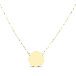 Engravable Disc Necklace 10K Yellow Gold 18"