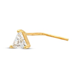 Triangle-Cut Cubic Zirconia L-Shape Nose Stud 14K Yellow Gold - 24G 5MM